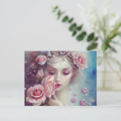 Prachtige Shabby Chic  Parly Rozen Girl Briefkaart (Staand voorkant)