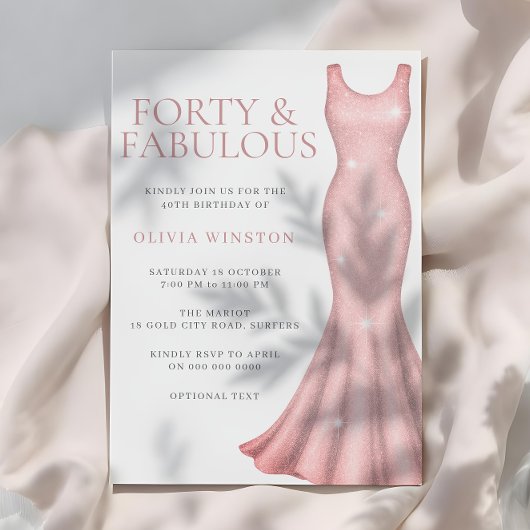 Prachtige Shimmer Dress 40ste Verjaardag Party Kaart