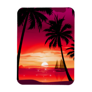 Prachtige Shimmery Island Sunset & Sailboat Magneet