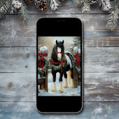 Prachtige Shire Draft Paard en Krans Kerstmis Feestdagen Kaart