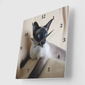 Prachtige Siamese Cat Face Vierkante Klok (Hoek)