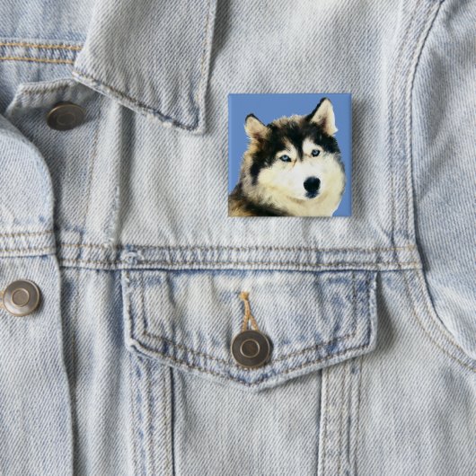 Prachtige Siberische Husky Pin Button (In situ)
