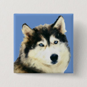 Prachtige Siberische Husky Pin Button