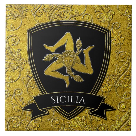 Prachtige Siciliaanse Trinacria Tegeltje (Voorkant)