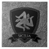 Prachtige  Siciliaanse Trinacria Tegeltje (Voorkant)