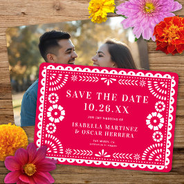 Prachtige Sierlijke Papel Picado Foto Roze Bruilof Save The Date