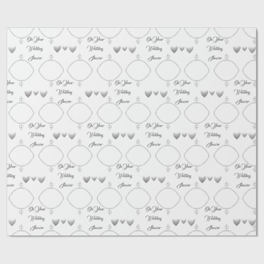 Prachtige Silver Heart Wedding Cadeaupapier (Vlak)