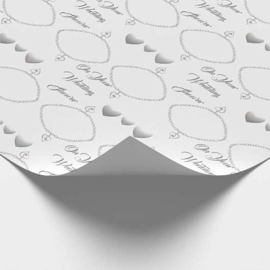 Prachtige Silver Heart Wedding Cadeaupapier (Hoek)