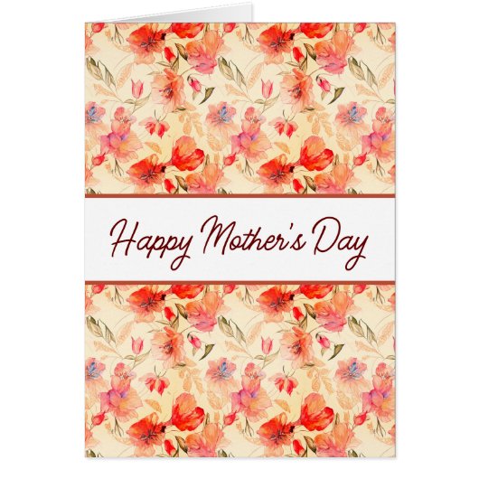 Prachtige Sinaasappel Floral Pattern Moederdag Kaa (Voorkant)