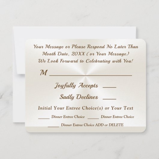 Prachtige Sjabloon voor kiezen van het RSVP-menu v Kaart (Achterkant)