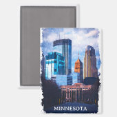 Prachtige skyline van Minneapolis Magneet (Voorkant / Achterkant)