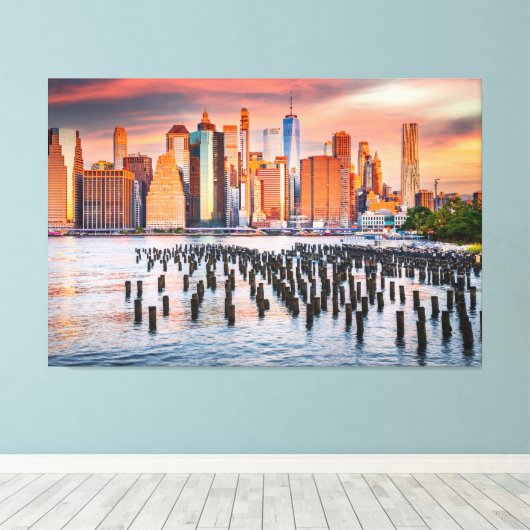 Prachtige skyline van New York City Canvas Afdruk (Insitu (Houten vloer))