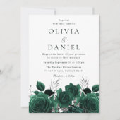 Prachtige smaragdgroene bloemenbruiloft kaart (Voorkant)