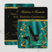 Prachtige Smaragdgroene Gouden Hakken Verjaardagsf Kaart (Voorkant / Achterkant)