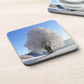 Prachtige sneeuw bedekt met het winterlandschap bier onderzetter (Linkerzijde)