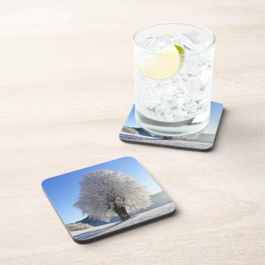 Prachtige sneeuw bedekt met het winterlandschap bier onderzetter (Rechterzijde)