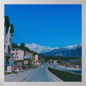 Prachtige sneeuw bergwegen poster (Voorkant)