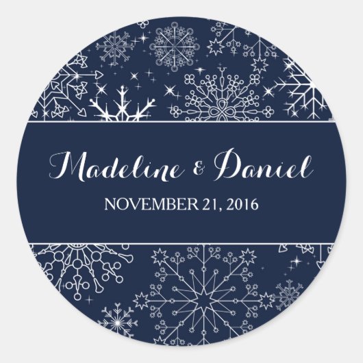Prachtige sneeuwvlokken bruiloft stickers / zegels (Voorkant)