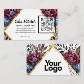 Prachtige Sophistication Jewel-Toned Peony QR-code Informatiekaartje (Voorkant / Achterkant)