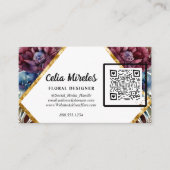 Prachtige Sophistication Jewel-Toned Peony QR-code Informatiekaartje (Voorkant)
