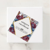 Prachtige Sophistication Jewel-Toned Peony Wedding Bedankjes Labels (In situ)