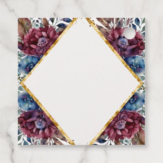 Prachtige Sophistication Jewel-Toned Peony Wedding Bedankjes Labels (Achterkant)