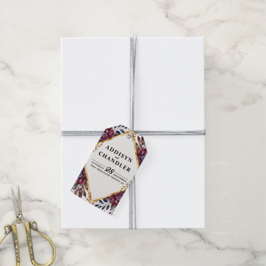 Prachtige Sophistication Jewel-Toned Peony Wedding Cadeaulabel (Met Touw)