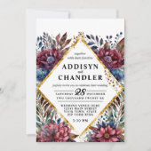 Prachtige Sophistication Jewel-Toned Peony Wedding Kaart (Voorkant)