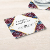 Prachtige Sophistication Jewel-Toned Peony Wedding Kartonnen Onderzetters (Schuin)