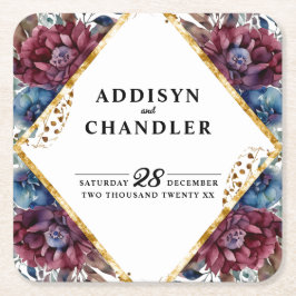 Prachtige Sophistication Jewel-Toned Peony Wedding Kartonnen Onderzetters