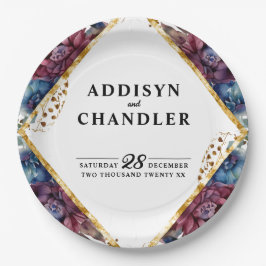 Prachtige Sophistication Jewel-Toned Peony Wedding Papieren Bordje