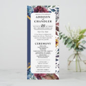 Prachtige Sophistication Jewel-Toned Peony Wedding Programmakaart (Staand voorkant)