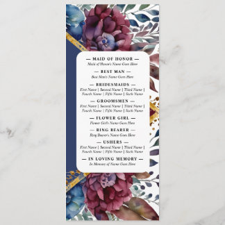 Prachtige Sophistication Jewel-Toned Peony Wedding Programmakaart