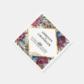 Prachtige Sophistication Jewel-Toned Peony Wedding Servet (Hoek)