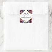 Prachtige Sophistication Jewel-Toned Peony Wedding Vierkante Sticker (Tas)
