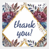 Prachtige Sophistication Jewel-Toned Peony Wedding Vierkante Sticker (Voorkant)