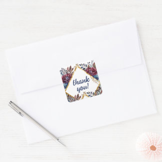 Prachtige Sophistication Jewel-Toned Peony Wedding Vierkante Sticker