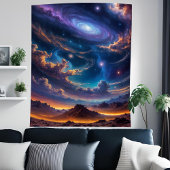 Prachtige Spiral Galaxy Space Alien Planet Sky Art Wandkleed