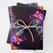 Prachtige sprankelende Neon kerstboom vakantie Inpakpapier Vel (In situ)