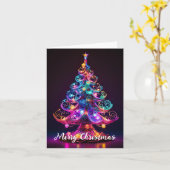 Prachtige sprankelende Neon kerstboom vakantie Kaart (Gele Bloem)