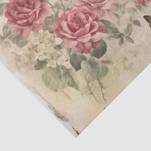 Prachtige spray roze rozen op perkament tissuepapier (Detail)