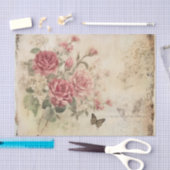 Prachtige spray roze rozen op perkament tissuepapier (Craft)