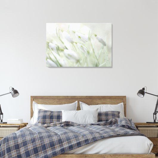 Prachtige Spring White Flowers Canvas Afdruk (Insitu (Slaapkamer))