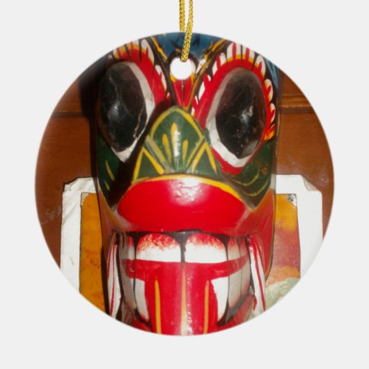 Prachtige Sri Lankaanse traditionele vuurmaskerkun Keramisch Ornament (Voorkant)