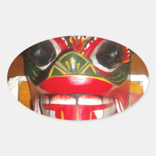 Prachtige Sri Lankaanse traditionele vuurmaskerkun Ovale Sticker