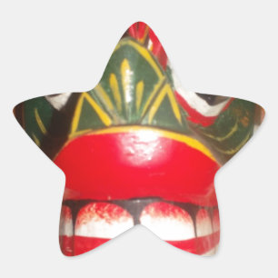 Prachtige Sri Lankaanse traditionele vuurmaskerkun Ster Sticker