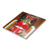 Prachtige Sri Lankaanse traditionele vuurmaskerkun Tegeltje (Zijkant)