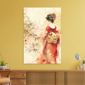 Prachtige staande Geisha Canvas Afdruk (Insitu (Woonkamer))