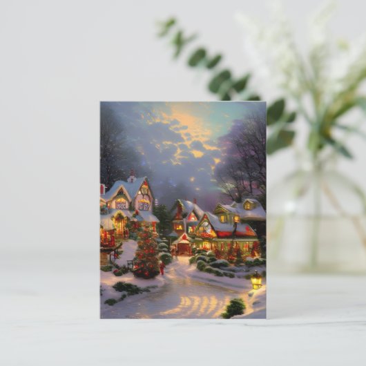 Prachtige  stad: kerstfeest blank briefkaart (Staand voorkant)