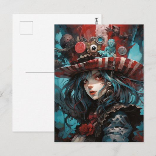 Prachtige Steampunk Alice Briefkaart (Voorkant / Achterkant)